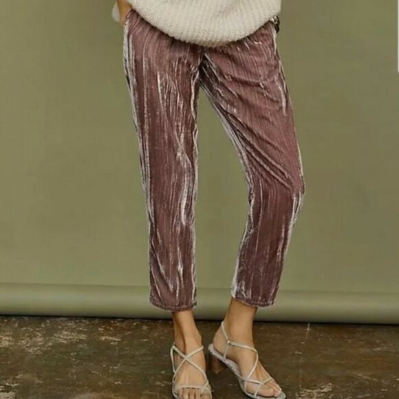 Anthropologie Tina + Jo : Josephine Velvet Tapered Trousers : Mauve pink, Size L - Picture 2 of 4